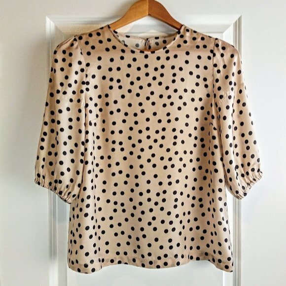 Dolce & Gabbana Staff Black Tan Polka Dot SS Top - Picture 1 of 5